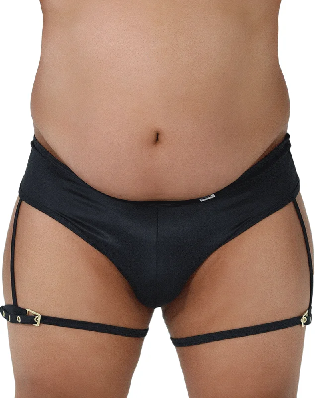 men’s luxury briefs-Candyman 99468x Garter Briefs Black