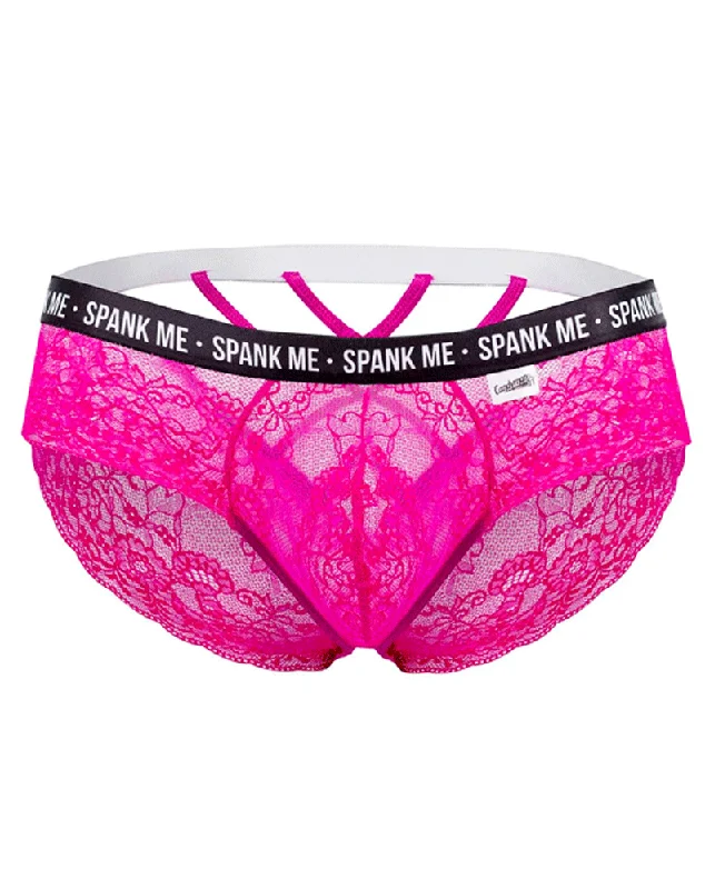 moisture-wicking bamboo briefs-Candyman 99615x Spank Me Lace Briefs Pink