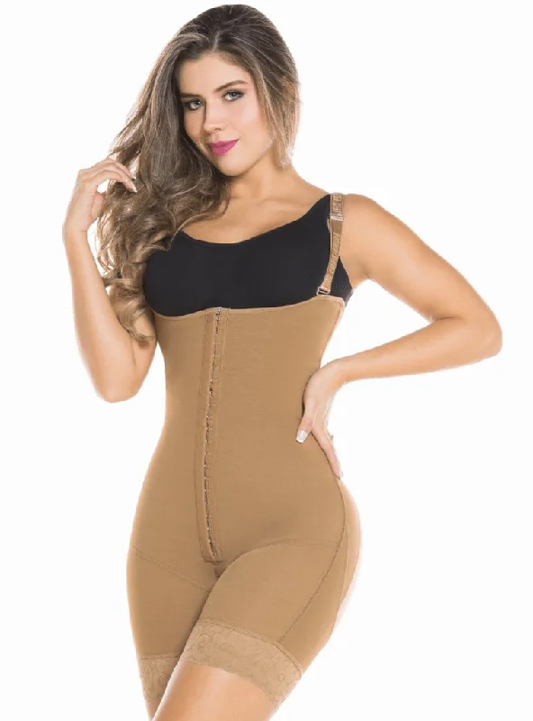 supportive high-waist underwear-Equilibrium Post OP Compression Garment Open Bust Mid Thigh Bodysuit