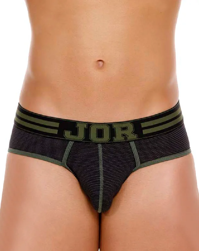 men’s luxury boxer briefs-Jor 2057 College Briefs Black