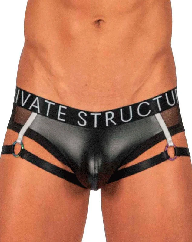 durable athletic boxers-Private Structure Lcut4419 Alpha Low Waist Garter Mini Black