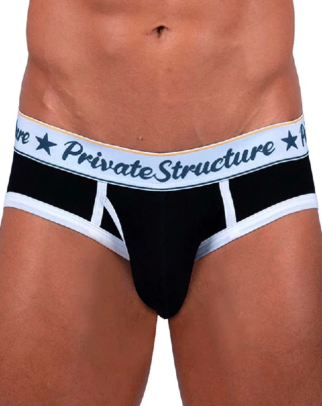 high-performance boxers-Private Structure Scus4529 Classic Mid Waist Mini Briefs Black