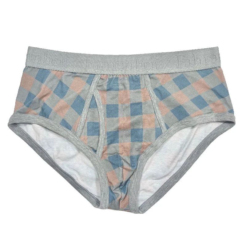 seamless cotton underwear-Wayne Brief | Grey Checkerboard